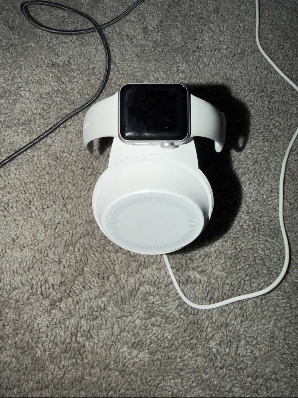 Apple White Smartwatch with Black Display